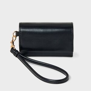 NWT a new day Mini Black Leather Wristlet Wallet